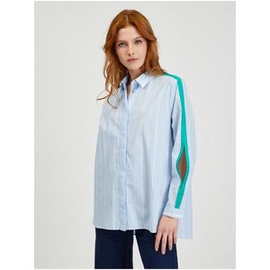 Světle modrá dámská pruhovaná oversize košile ORSAY obraz