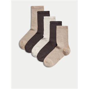 Sada pěti párů dámských ponožek v béžové, hnědé a krémové barvě Marks & Spencer Sumptuously Soft™ obraz