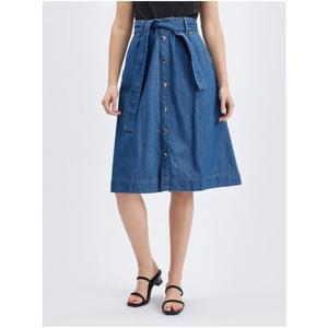 Modrá dámská džínová sukně s páskem obraz
