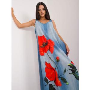Dámské šaty na ramínka oversize maxi modré obraz
