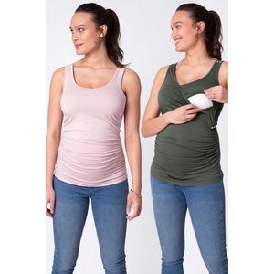 Dvojbalení těhotenských topů Aniza - růžová + zelená obraz