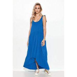 Modré asymetrické maxi šaty M727 obraz