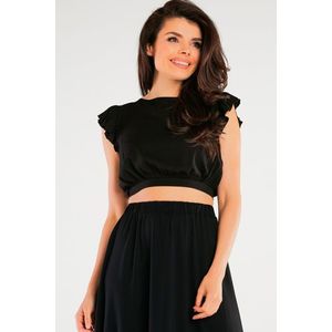 Černý crop top s vázáním na zádech A429 obraz