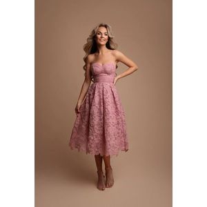 Světle růžové krajkové midi šaty Salma obraz
