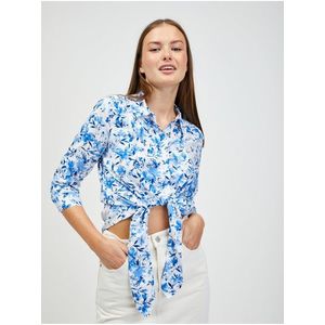 Bílo-modrá dámská květovaná košile s uzlem ORSAY obraz