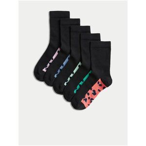 Sada pěti párů dětských ponožek se zvířecím vzorem v černé barvě Marks & Spencer obraz