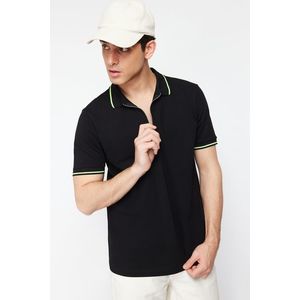 Trendyol Černé Regular / Regular Fit Zip Detailní Polo Neck tričko obraz