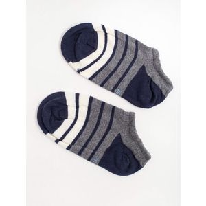 Šedé a tmavě modré pruhované kotníkové ponožky obraz