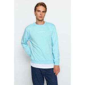 Trendyol Mint Men's Regular/Real Fit Crew Neck Sweatshirt obraz