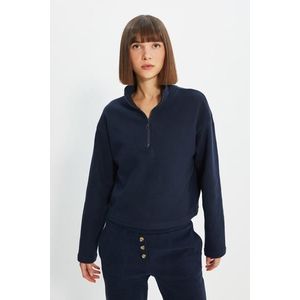 Trendyol Navy Blue Basic Knitted Sweatshirt obraz