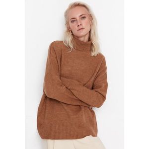 Trendyol Light Brown Wide Fit Soft Textured High Neck Knitwear Sweater obraz