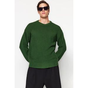 Trendyol Khaki Oversize Fit Wide Fit Crew Neck Basic Knitwear Sweater obraz