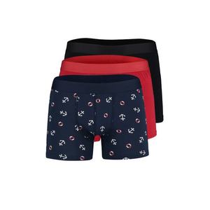 Trendyol Multicolored 3-Piece Marine Patterned-Plain Pack Cotton Boxers obraz