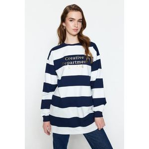 Trendyol Navy Blue Striped Printed Knitted Tunic obraz