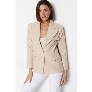 Trendyol Ecru Woven Lined Blazer Jacket obraz