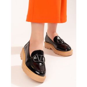 Classic women's platform loafers black Vinceza obraz