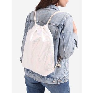 Bag fabric backpack Shelvt white obraz