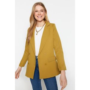 Trendyol Light Brown Regular Lined Double Breasted Closure Button Detailed Woven Blazer Jacket obraz