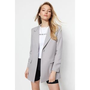 Trendyol Gray Oversize Lined Woven Blazer Jacket obraz