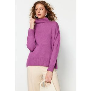 Trendyol Purple Wide Fit Soft Textured High Neck Knitwear Sweater obraz