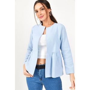 armonika Women's Baby Blue Jacket with Pleated Waist obraz