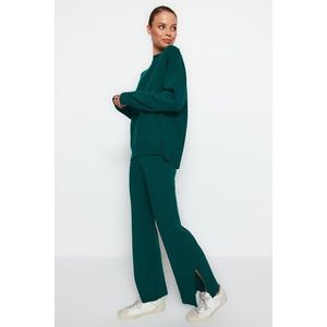 Trendyol Emerald Green Wide fit, Knitwear Top and Bottom Set with Basic Pants obraz