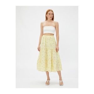 Koton Floral Midi Length Skirt with Elastic Waist. obraz