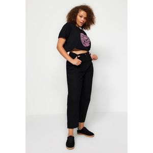 Džíny Trendyol Curve Black Mom Fit obraz