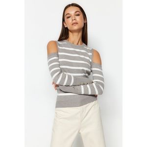 Trendyol šedý prémiový/speciální pletený svetr z příze obraz
