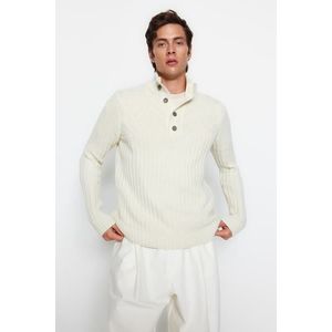 Trendyol Ecru Slim Fit Half Fisherman Buttoned Knitwear Sweater obraz