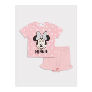 LC Waikiki Crew Neck Short Sleeve Minnie Mouse Printed Baby Girl T-Shirt and Shorts 2-Set obraz