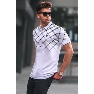 Madmext White Buttoned Polo-Collar Men's T-Shirt 5867 obraz