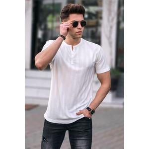 Madmext Men's White Buttoned T-Shirt 5831 obraz