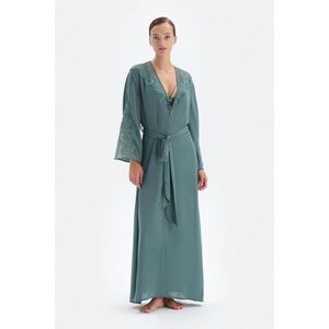Dagi Green Three Quarter Sleeve Lace Long Dressing Gown obraz