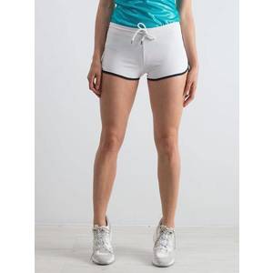 Shorts with piping and text print white obraz