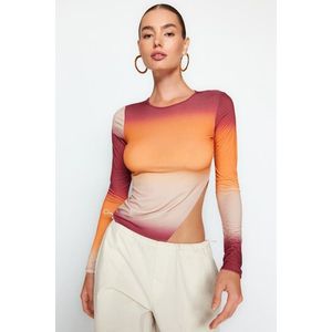 Trendyol Orange Gradient Patterned Asymmetric Stretchy Knitted Blouse obraz