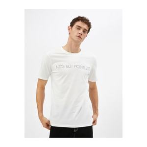 Koton Motto Printed T-Shirt Crew Neck Short Sleeve Cotton obraz