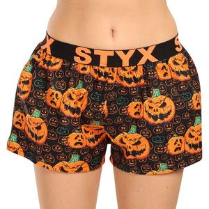 Černo-oranžové dámské vzorované trenýrky na spaní Styx Halloween dýně obraz