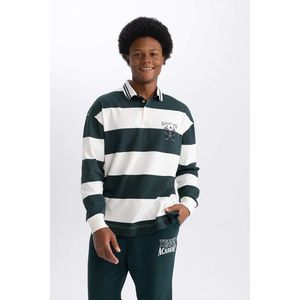 DEFACTO Boxy Fit Polo Collar Striped Polo T-Shirt obraz