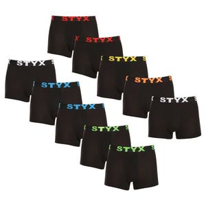 10PACK pánské boxerky Styx sportovní guma černé obraz