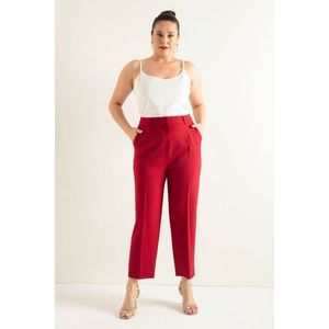 Lafaba Women's Burgundy Plus Size Fabric Trousers obraz