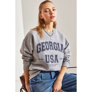 Bianco Lucci Women's Georgia Printed Three Thread Raised Sweatshirt obraz