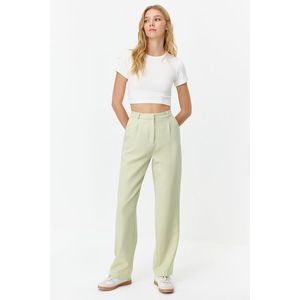 Trendyol Mint Straight/Straight Fit Pleated Woven Trousers obraz