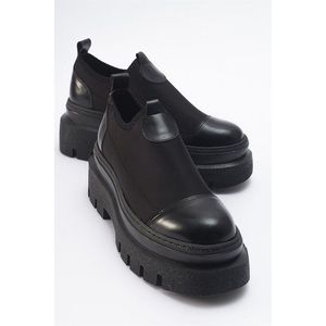 LuviShoes FLOS černé lakované kožené dámské boty s tlustou podrážkou obraz