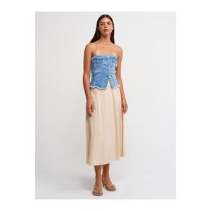 Dilvin 80783 Layered Smart Midi Skirt-Cream obraz