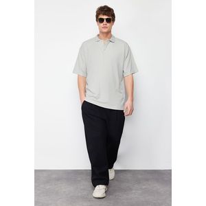 Trendyol Limited Edition Basic Stone Oversize / Wide Cut Soild Fabric Polo Collar T-Shirt obraz