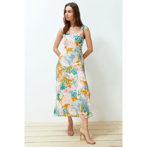 Trendyol Multicolor Floral Print A-line 100% Viscous Midi Woven Dress obraz