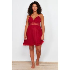 Trendyol Curve Burgundy Lace and Back Detailed Knitted Nightshirt obraz