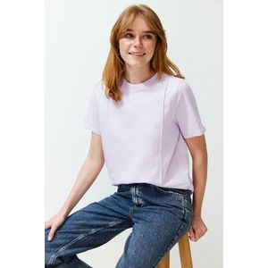 Trendyol Lilac Crew Neck Ribbed Regular Knitted T-Shirt obraz