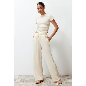 Trendyol Premium Stone Wide Leg Pants Flexible Knitted obraz